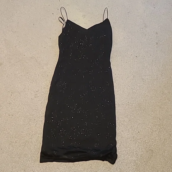 90s black dress with white shirt 90's Daisy Black White Floral Slip Dress main image 1
